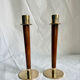 Pair of Danish Art Deco Candle Holders  in Wood & Brass