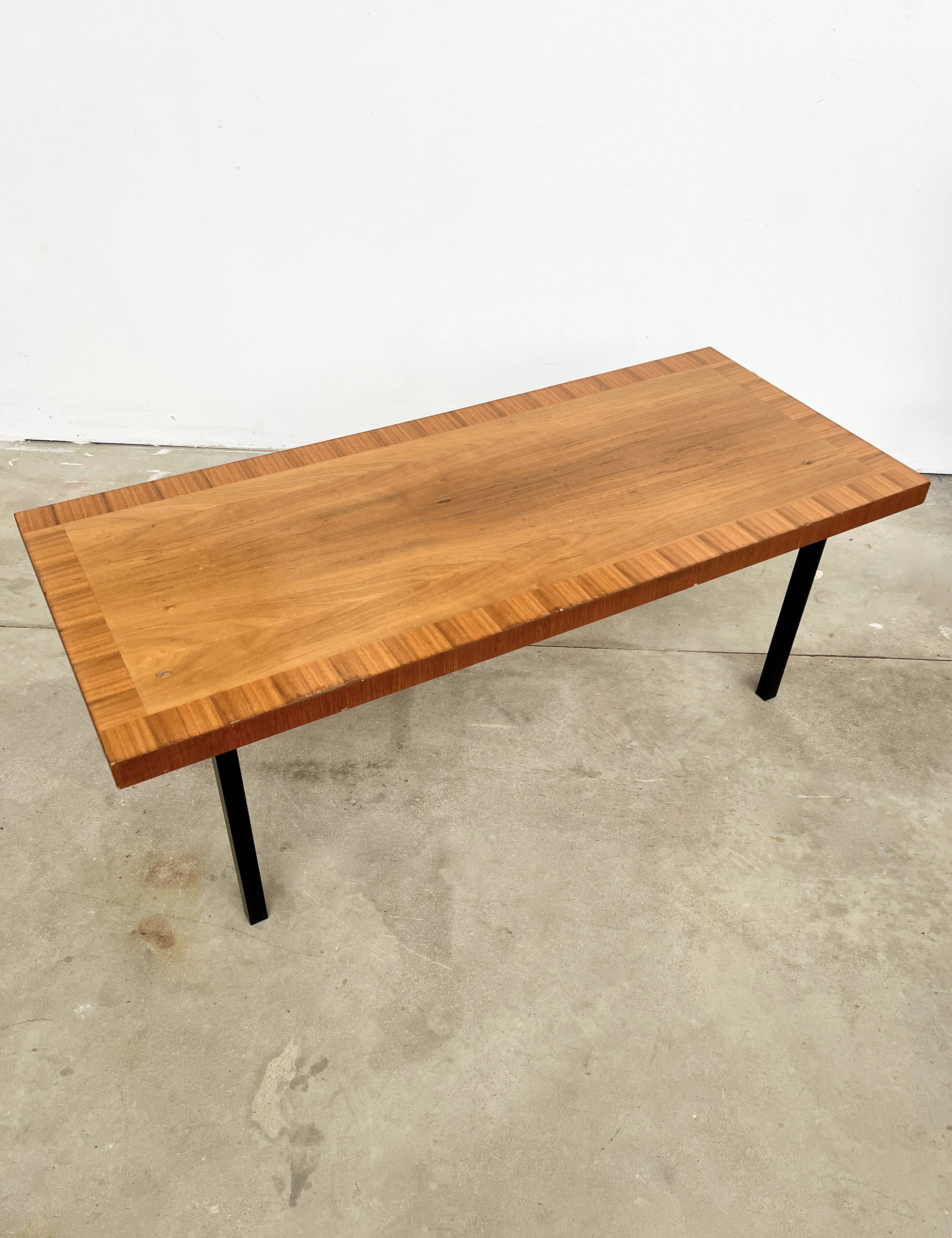 70s walnut marquetry coffee table