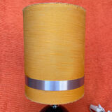 VINTAGE 1970 TABLE LAMP CHROME BASE & BROWN RESIN BALL SHADE