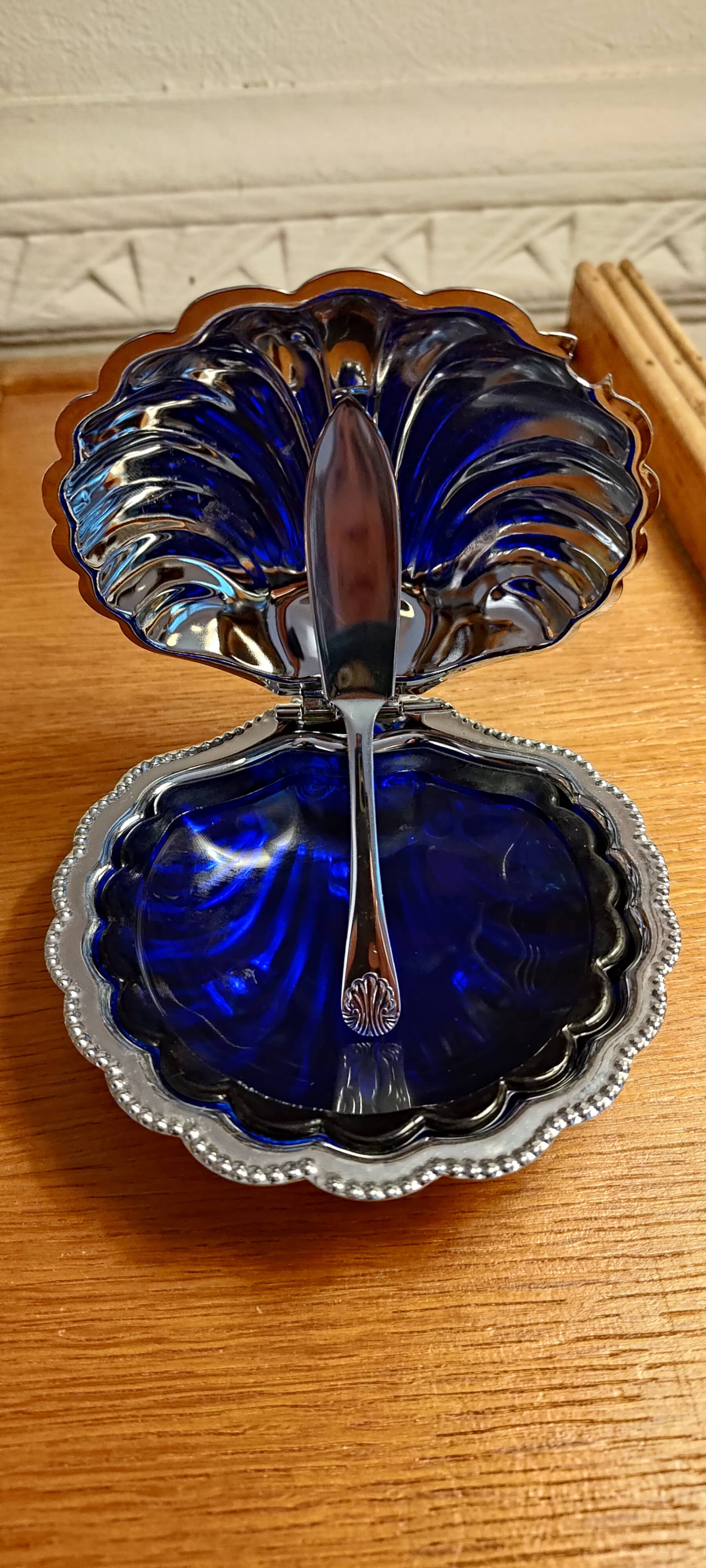 silver shell butter dish