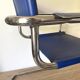 Office chair in blue imitation leather and chrome metal, Matteo Grassi style