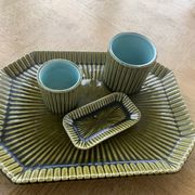 Service slurry art deco composed of a Tray, two pots and a small old and collector's dish