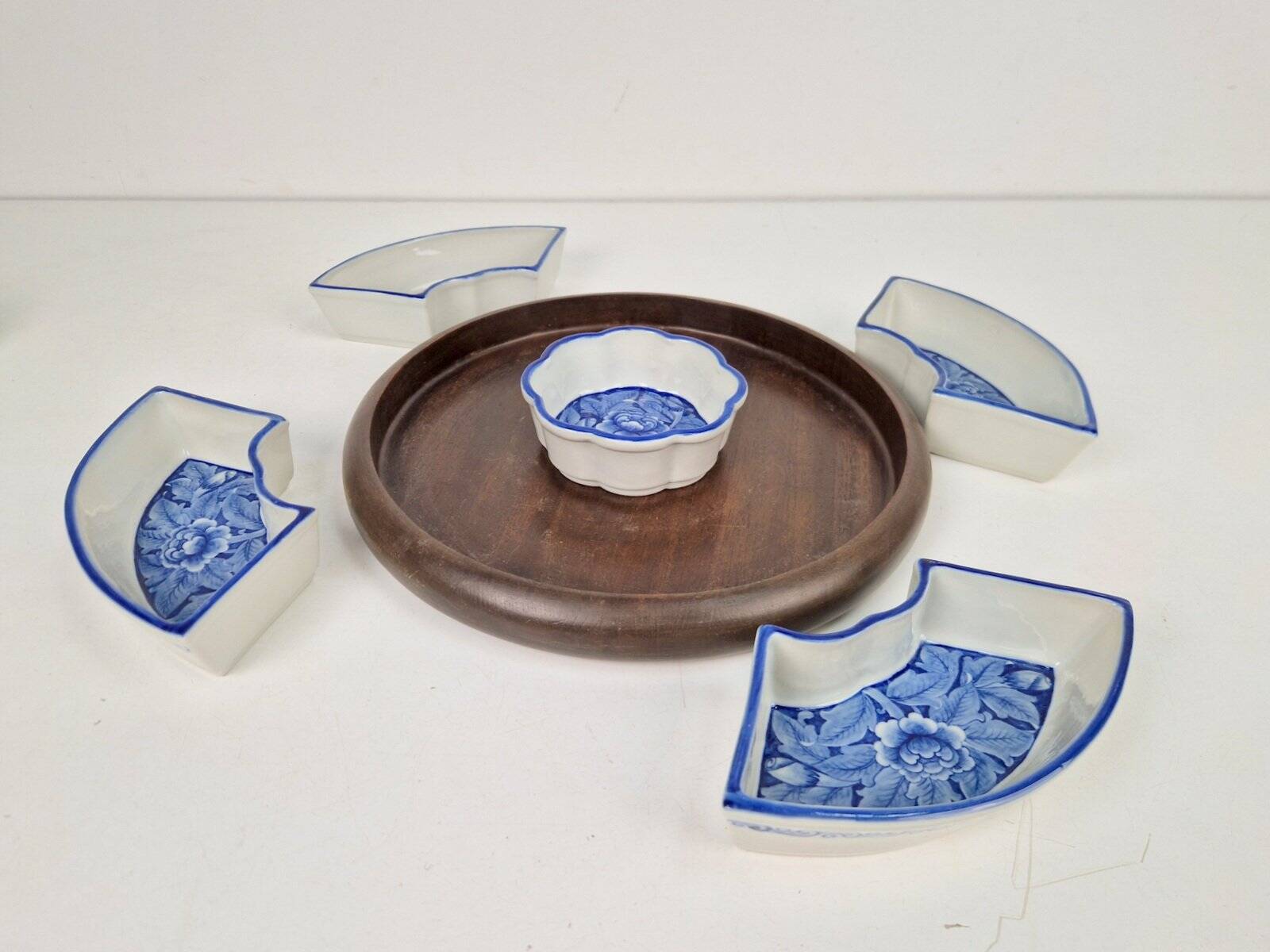 Vintage Chinese Blue Flower Porcelain Snack Bowl with Appetizer Bowls