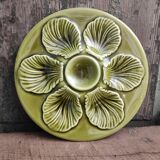 Vintage French Oyster Plate in grass green Majolica