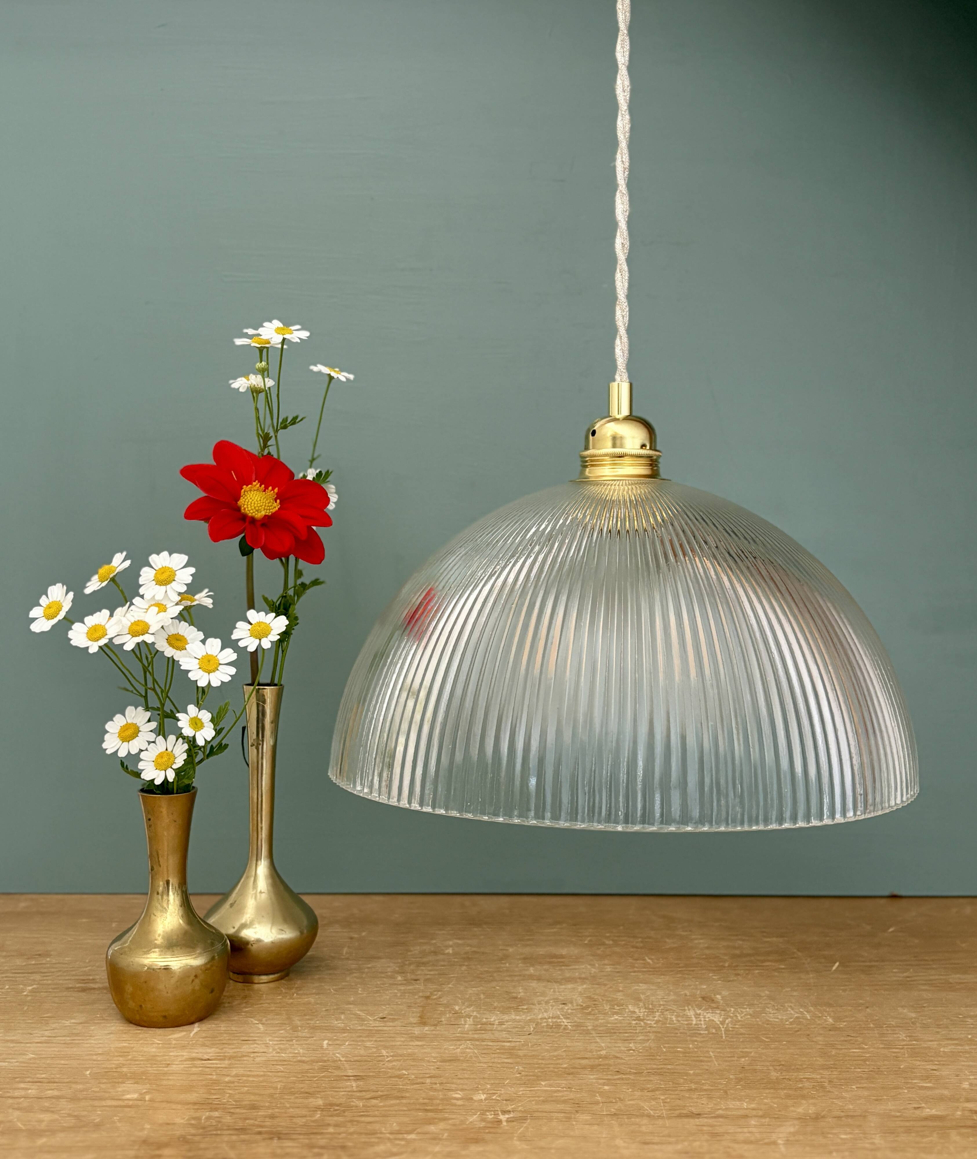 Striped glass pendant light