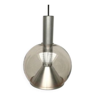 German glass globe pendant light, mid-century space age, 1960s.