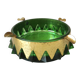 Vintage Green and Gold Crystal Ashtray / Mid-century Modern Glass Round Ash
