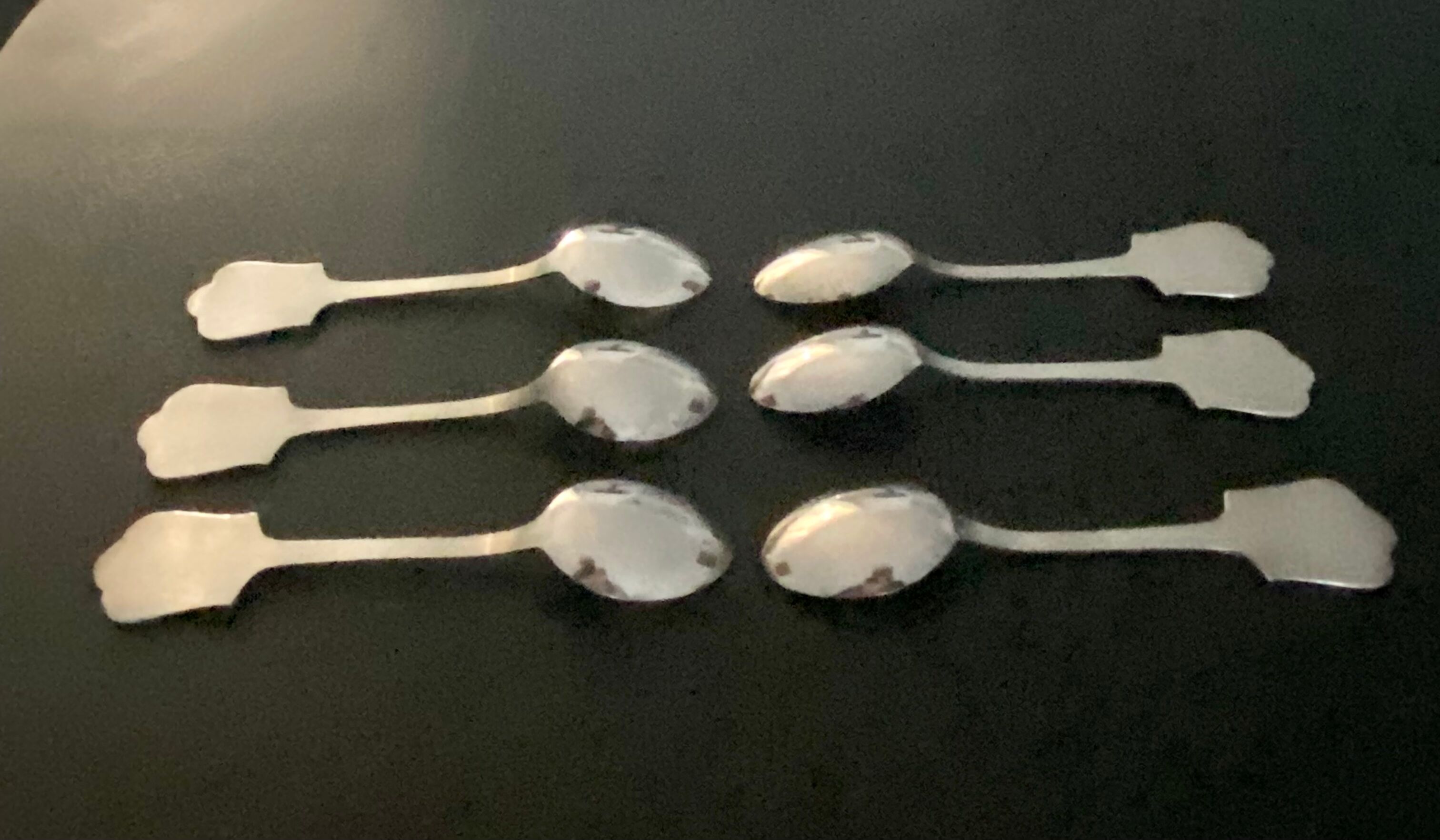 6 small silver/punch Gulden plated teaspoons