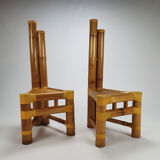 Set of 2 vintage bamboo side chairs, 1970