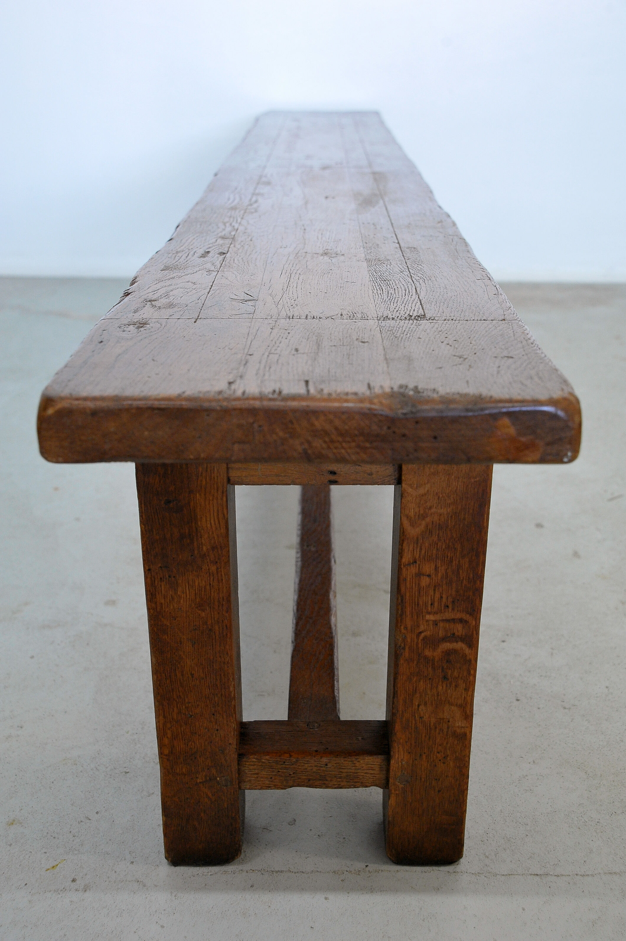 Minimalist bench made of solid chestnut wood - 50s