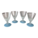 Set of 4 Vintage Frosted Blue & White Cocktail / Water Glasses