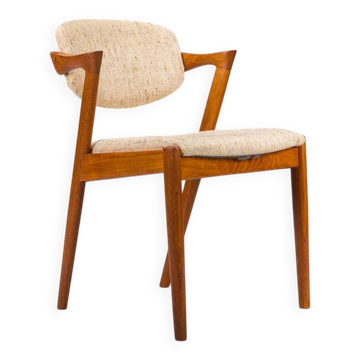 Chaise moderne en teck modèle 42 du milieu du siècle par Kai Kristiansen pour Schou Andersen, années 1960