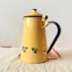 Old coffee maker in yellow enameled sheet metal - olive decor