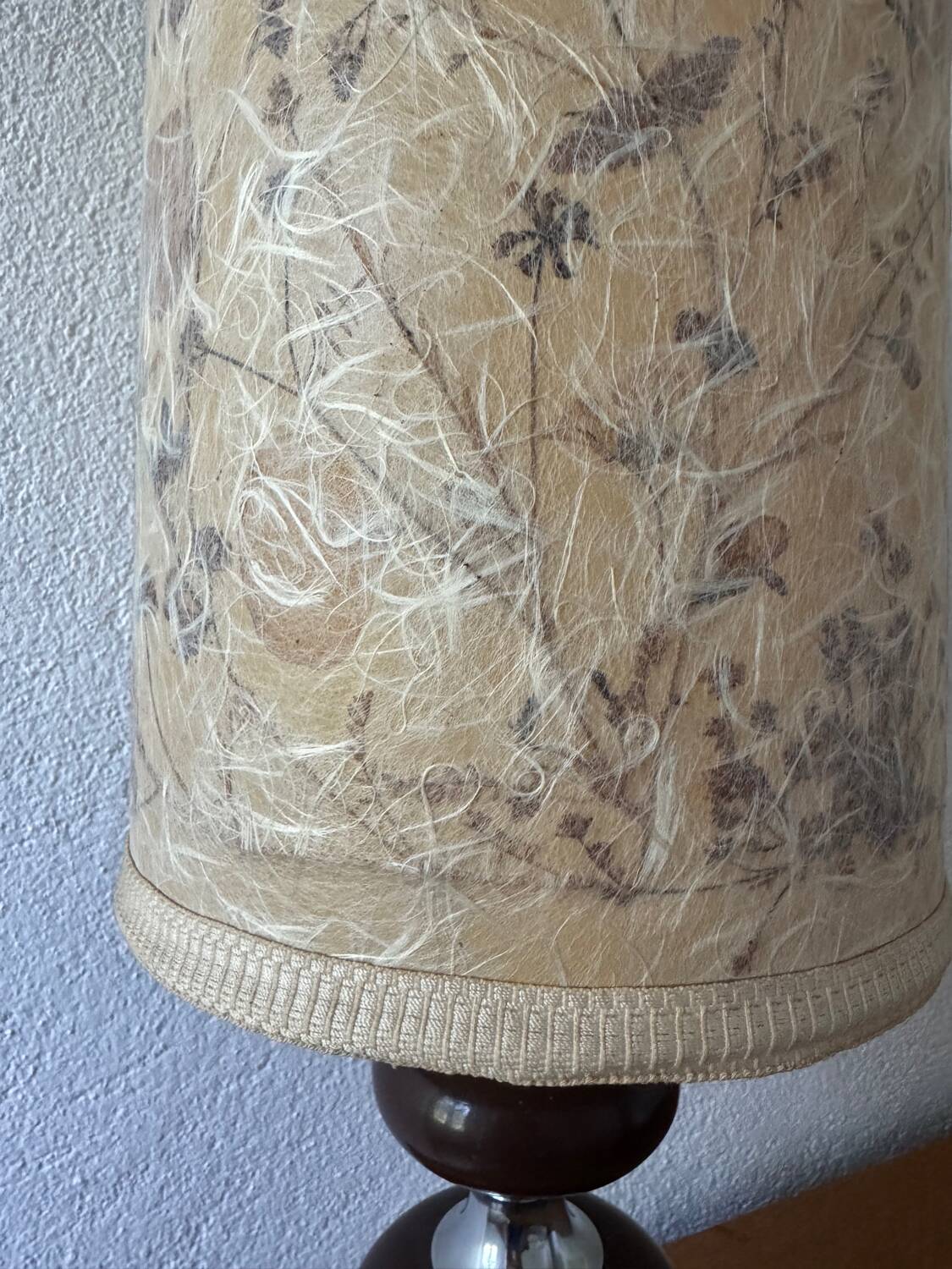 70s wooden chrome flower lamp