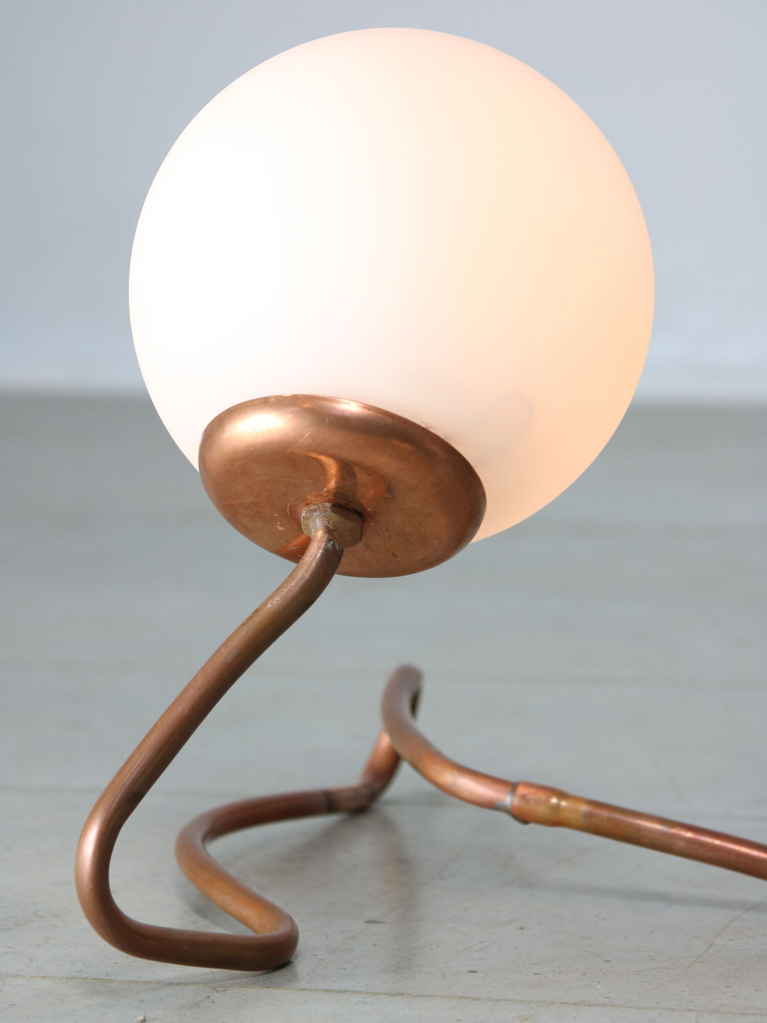 Vintage organic copper and opaline table lamp