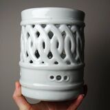 Celadon reticulated porcelain brush holder, Korea, Joseon style, 20th century.