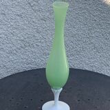 Vintage green and white opaline soliflore vase