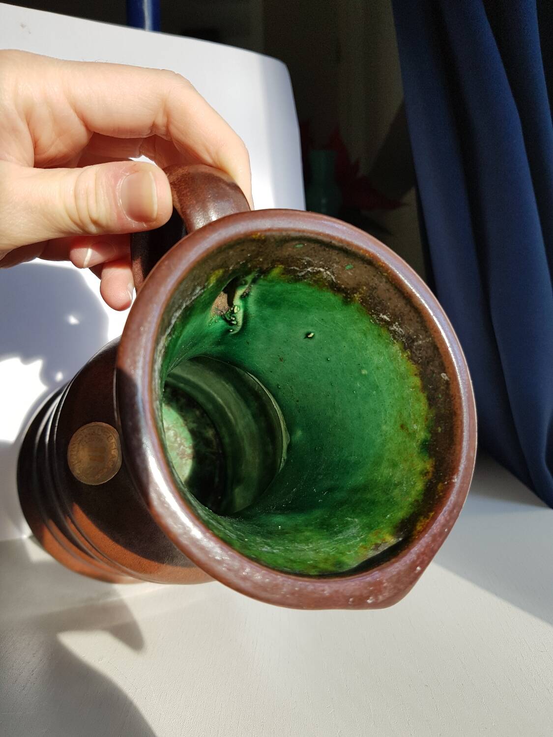 Vase en céramique numéroté brun du milieu du siècle d'Ueberlacken