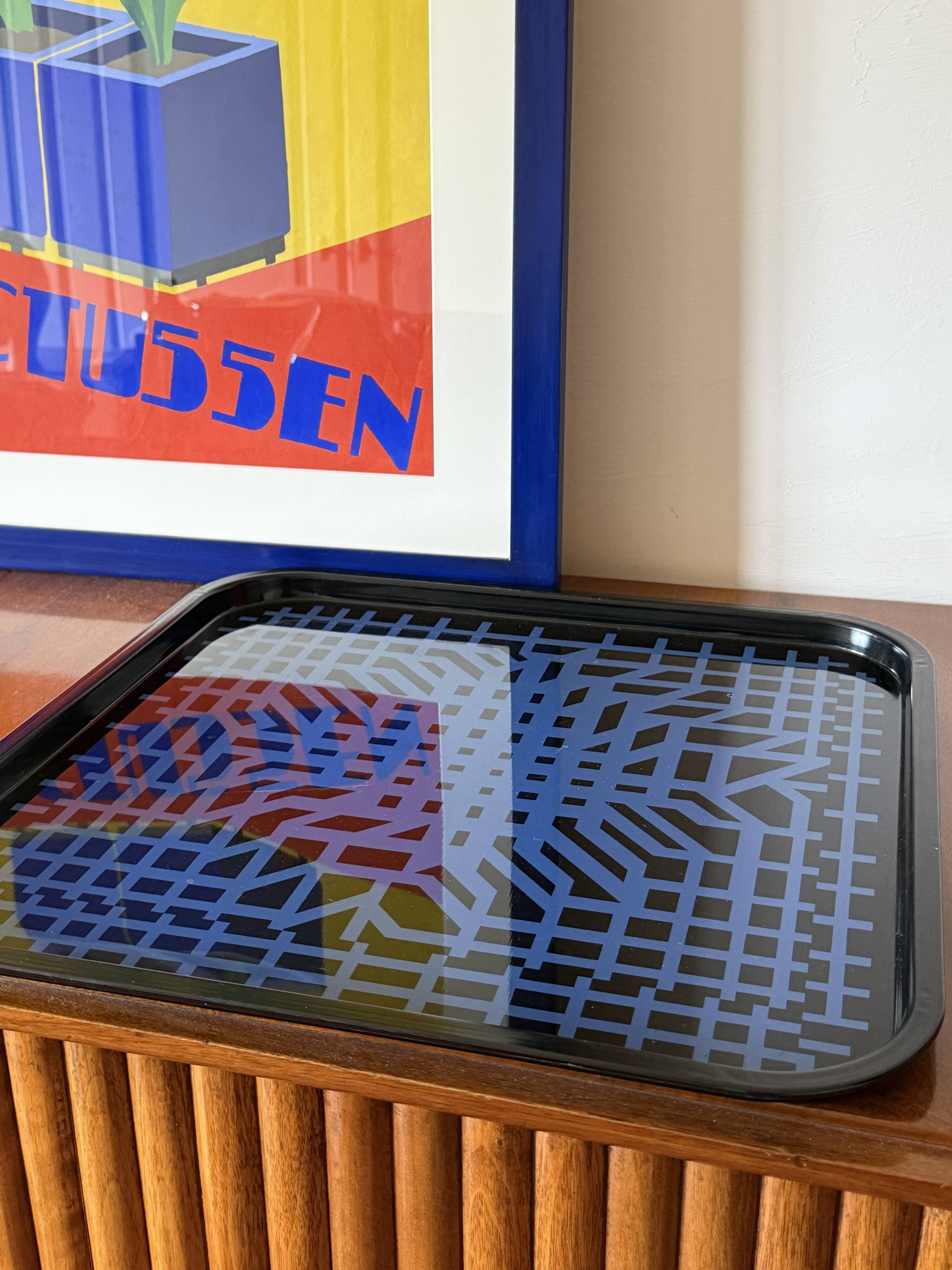 Victor Vasarely, Space age Op art metal tray, Limited edition Metalgraf Ita