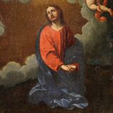 Antique Italian painting Christ with angels from the 17th century