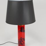 Piero Fornasetti Grande table lamp Bighe red and black mid-century, Italy, 1950s