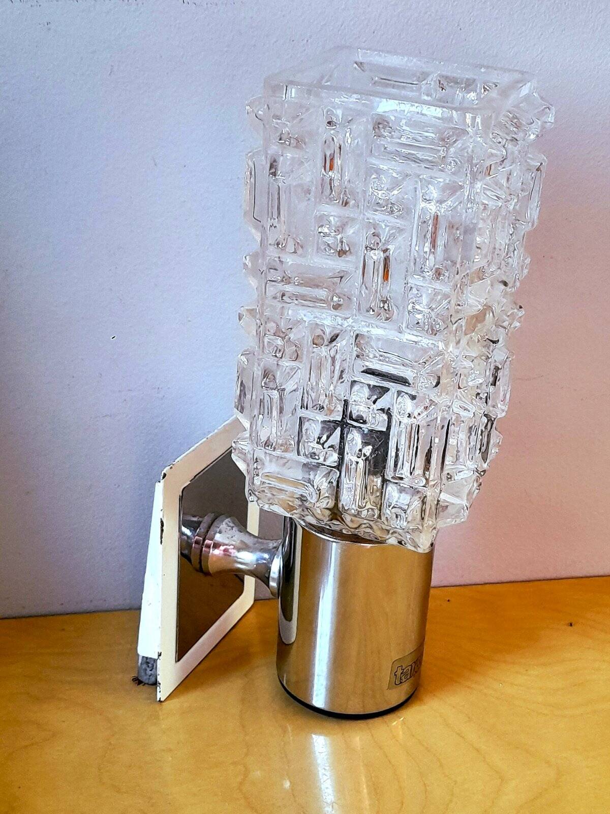 Glass and chrome metal wall lights Targetti 1970