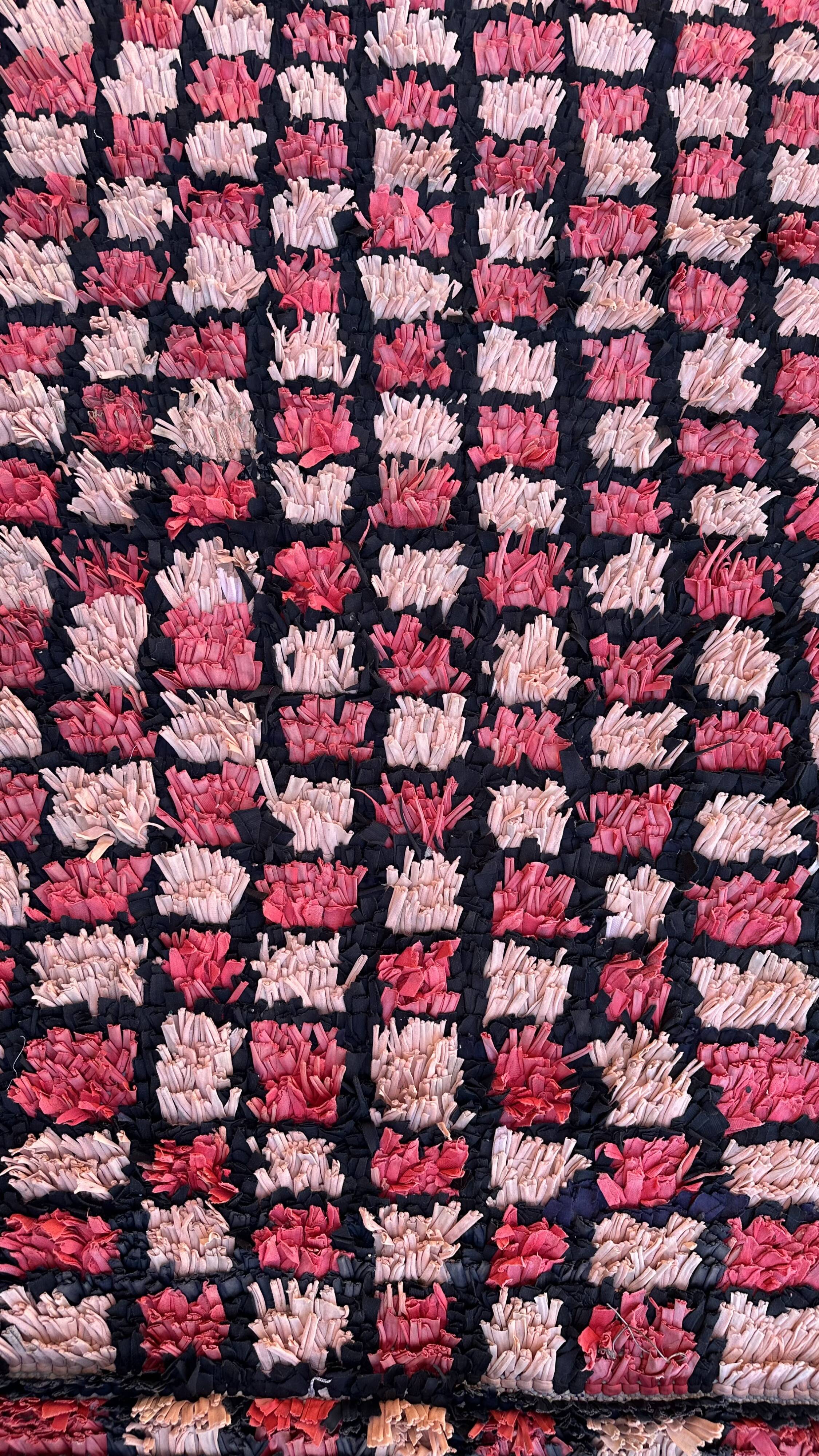 Tapis Berbère Boucherouite rose - 90 x 272 cm