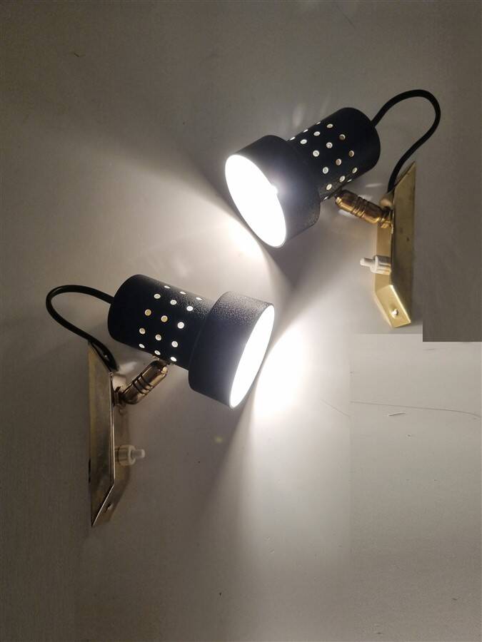 Trio of adjustable vintage wall lights