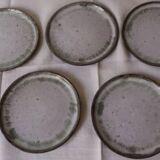 Lot de 5 assiettes à dessert en grès émaillé gris bleuté