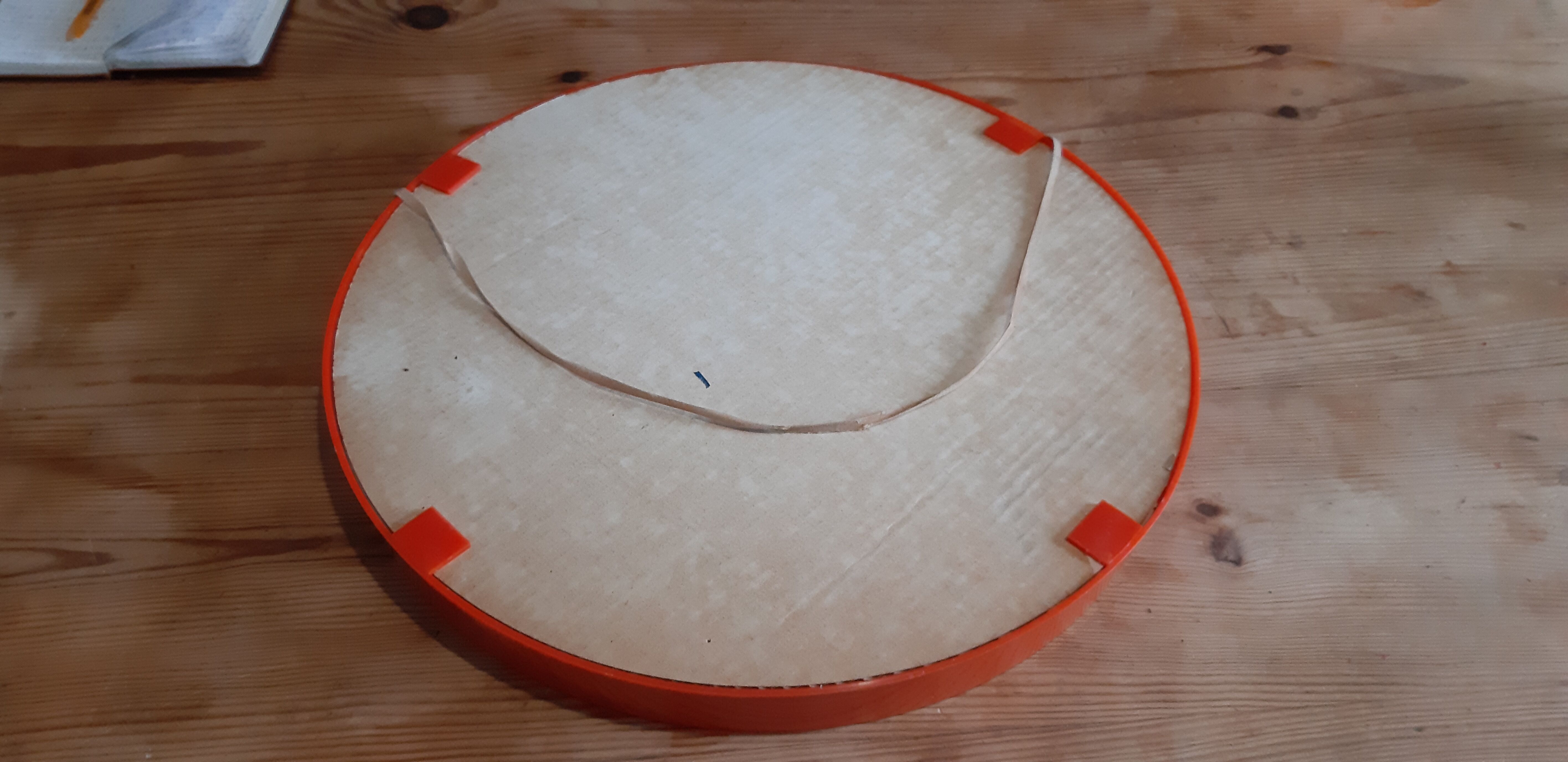 Vintage mirror round plastic orange