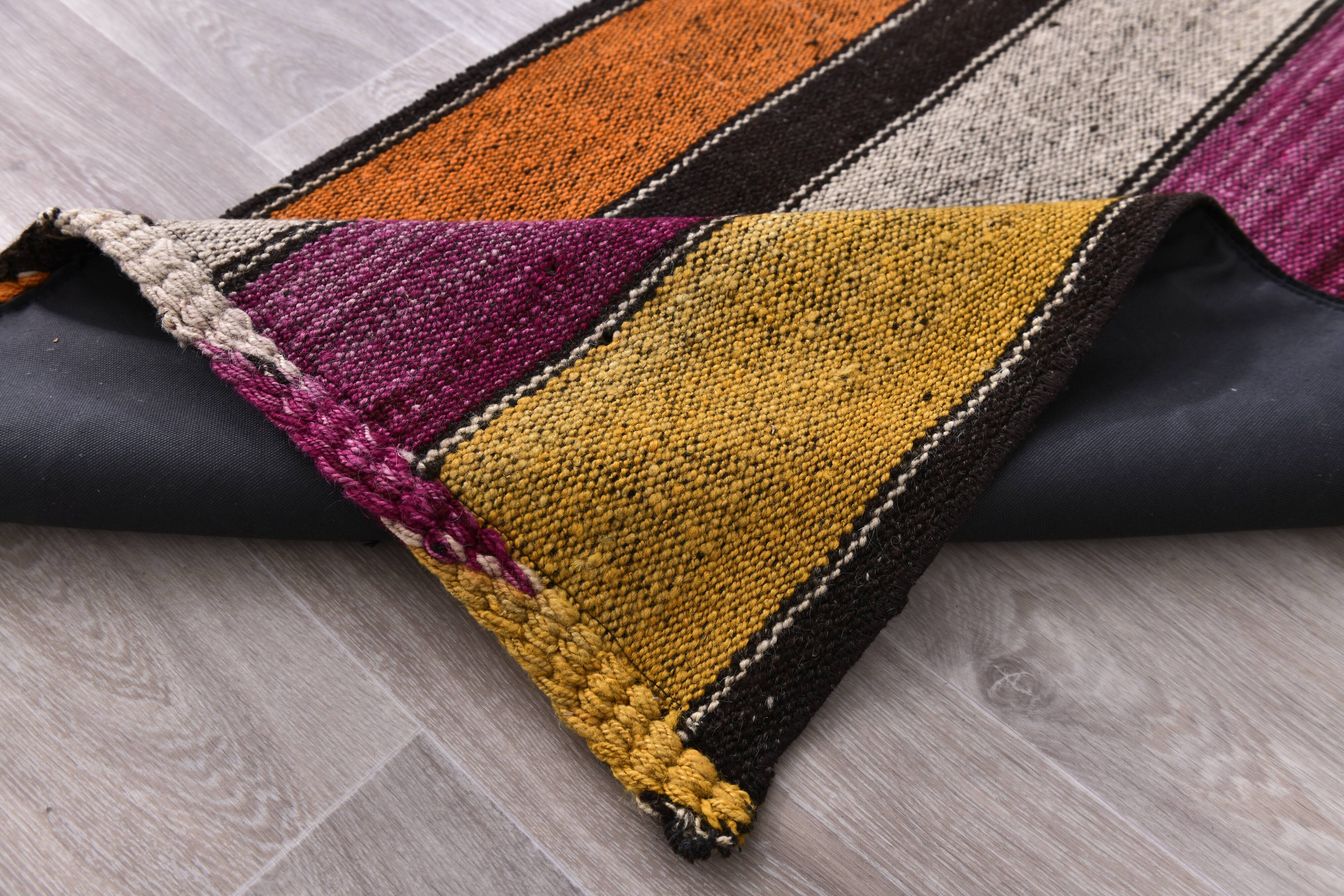 2x8 Purple Orange Kilim Runner Rug 71x24Cm