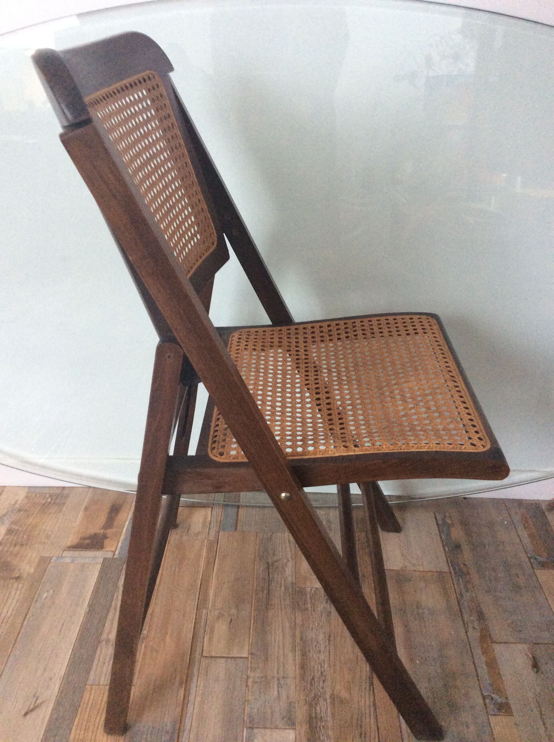 Folding chair caned from the 70s