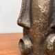 Abstract vase with a brutalist bronze face from the mid-century.