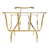 Vintage Solid Brass Magazine Rack – Mid-Century Modern / Hollywood Reg