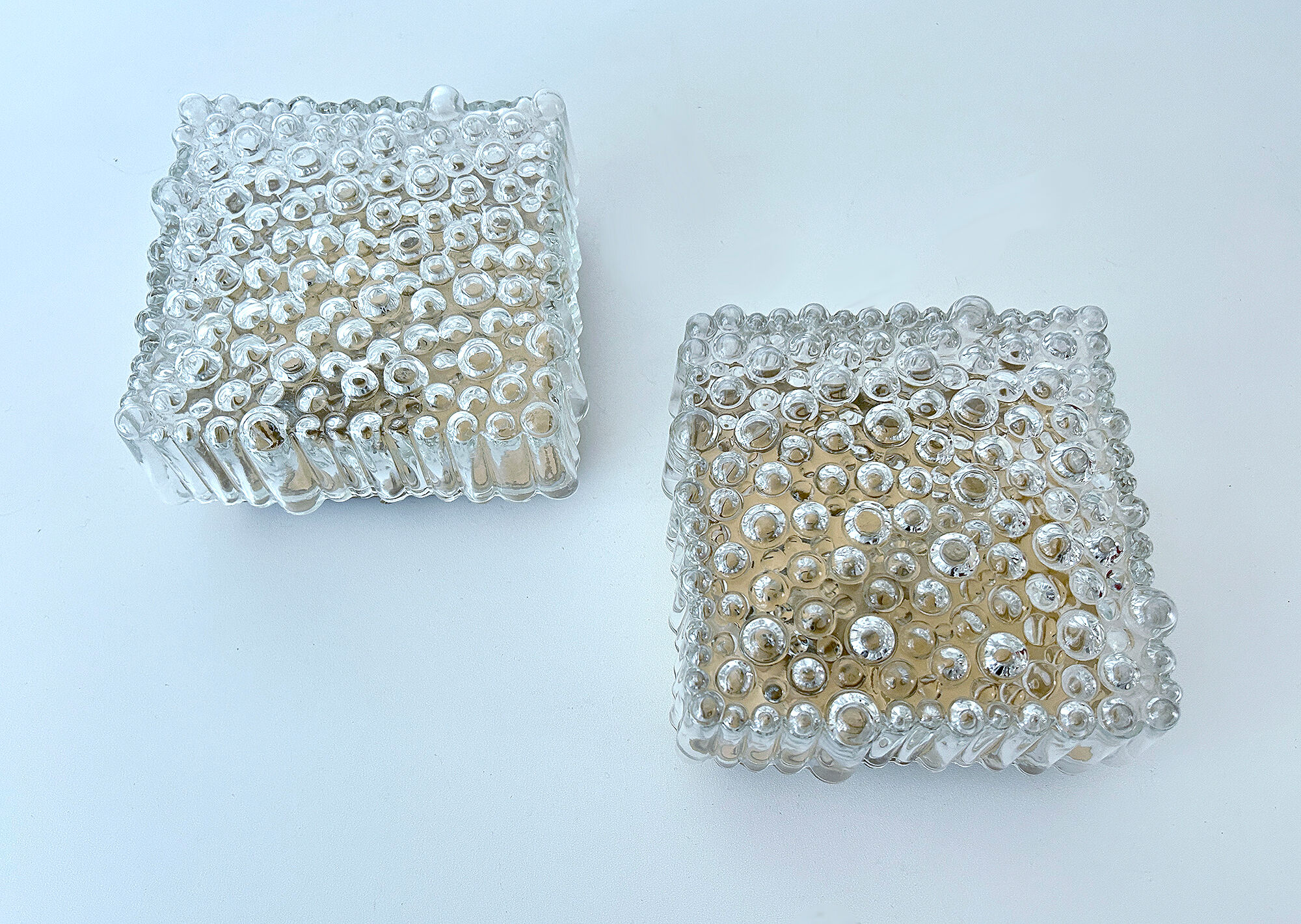 Pair vintage wall lights, bubble glass, 60s