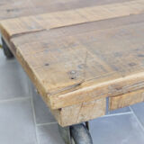 Industrial coffee table - wood and wheels