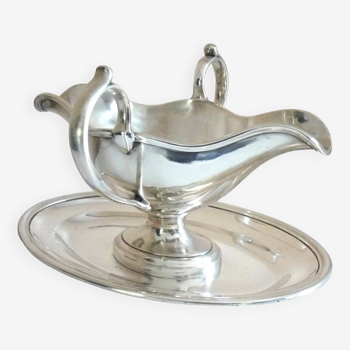 Large gravy boat on its frame, silver metal Cailar Bayard, 19th century