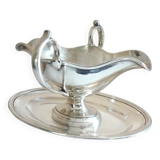 Large gravy boat on its frame, silver metal Cailar Bayard, 19th century