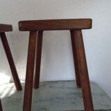 2 ancient brutalist wood stools