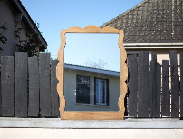 Miroir bois, grand miroir à poser ou mural, miroir vintage, miroir artisanal, décoration intérieur