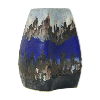 Vintage blue and black fatlava vase