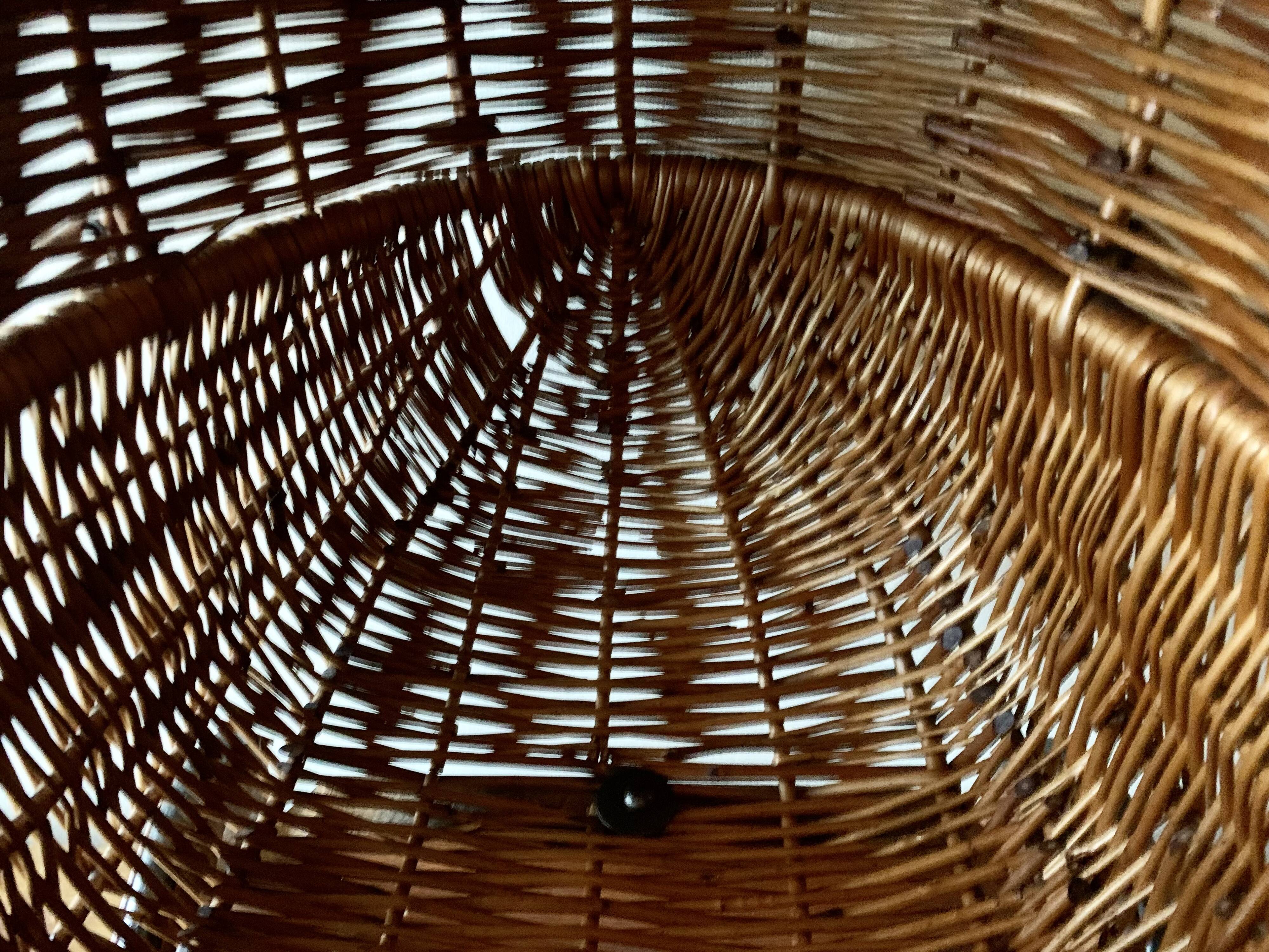 Old wicker dolls' pram - wooden wheels