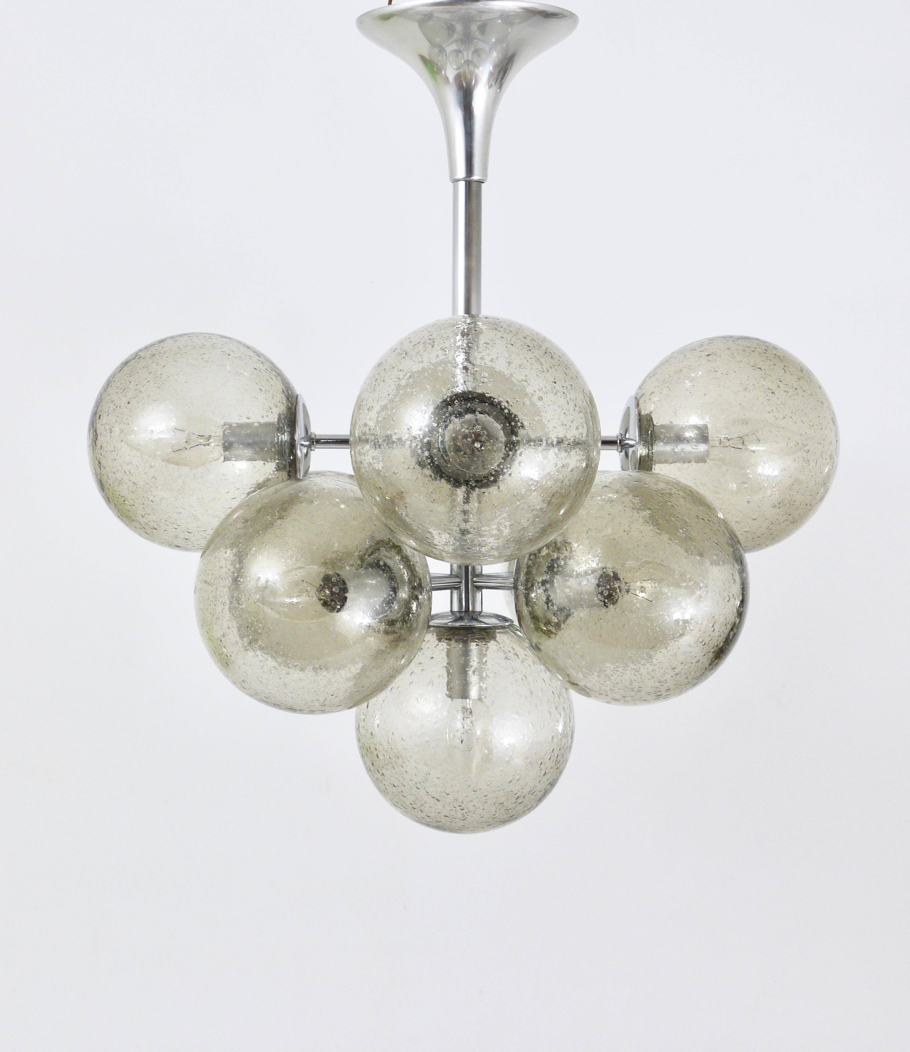 E. R. Nele Temde lustrous atomic chrome Sputnik Space Age pendant lamp tulip