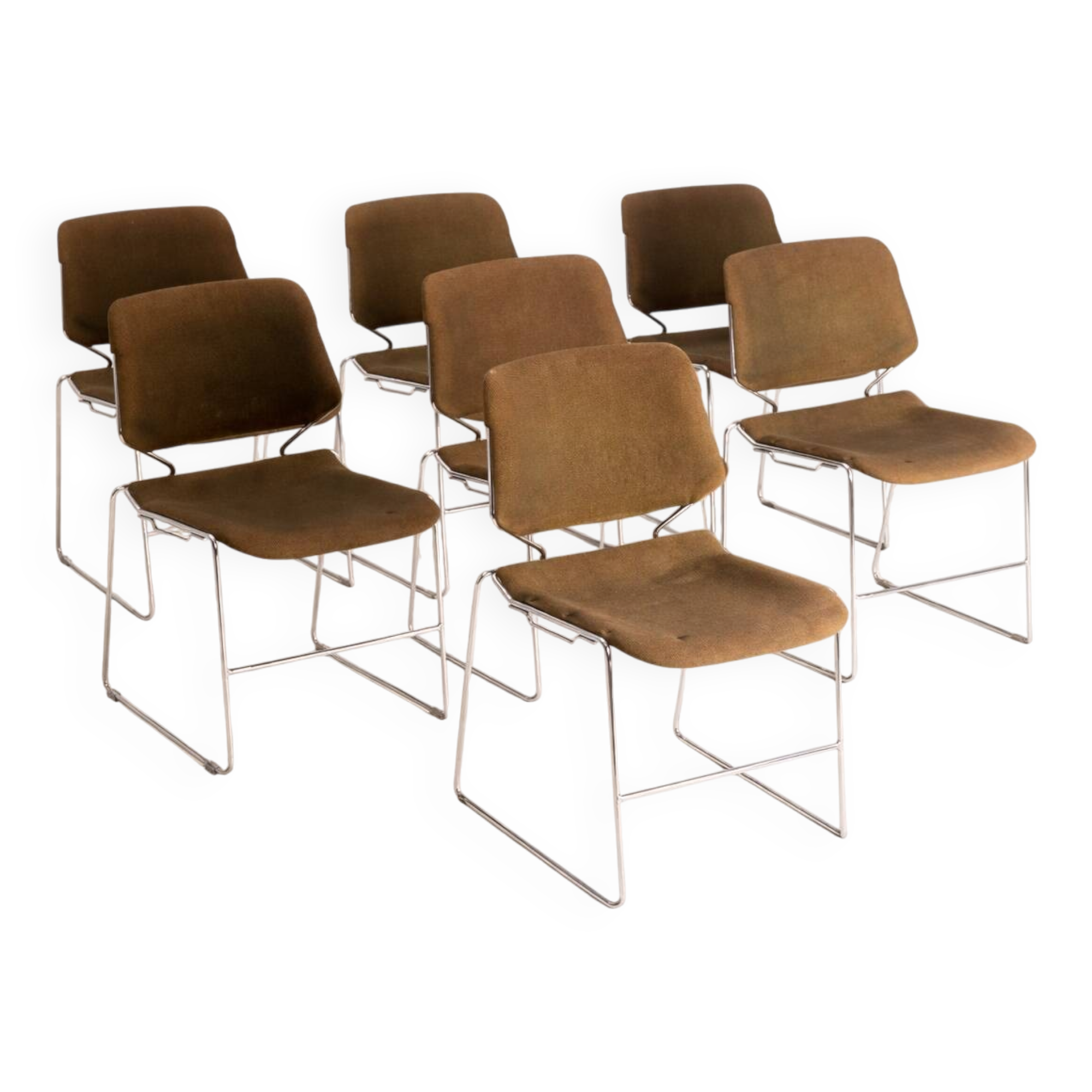 Set of 7 stackable Matrix chairs, Thomas Tolleson, 1970s, USA