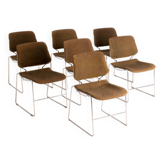 Set of 7 stackable Matrix chairs, Thomas Tolleson, 1970s, USA