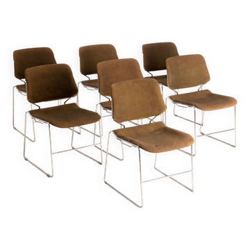 Ensemble de 7 chaises Matrix empilables, Thomas Tolleson, années 1970, États-Unis