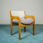 Set 2 armchairs wood fabric anti stain wisteria design 70