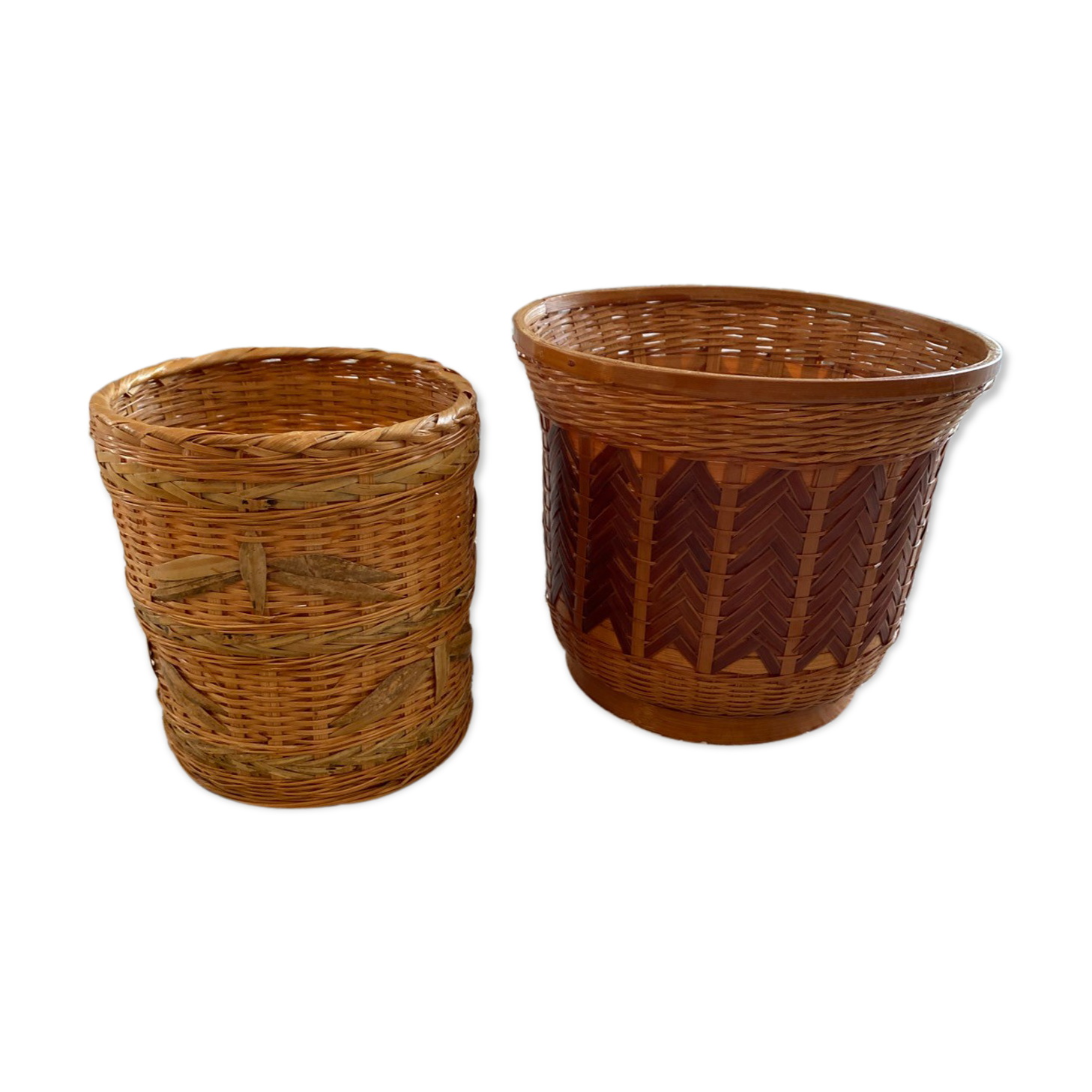 Bamboo and rattan, batch of 2 nature spirit pots