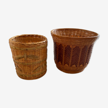 Bamboo and rattan, batch of 2 nature spirit pots