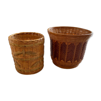 Bamboo and rattan, batch of 2 nature spirit pots